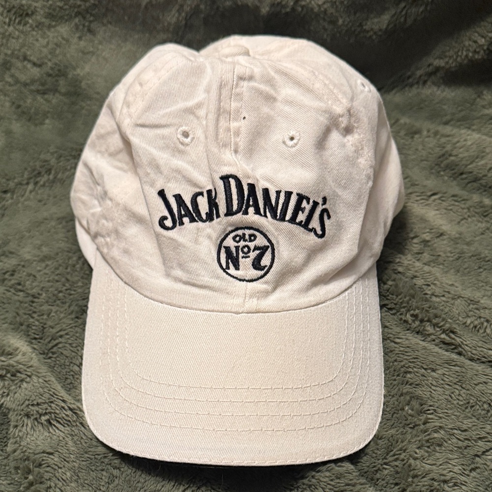 Jack Daniels Old No. 7 Embroidered Adjustable White Hat Cap Drink Responsibly